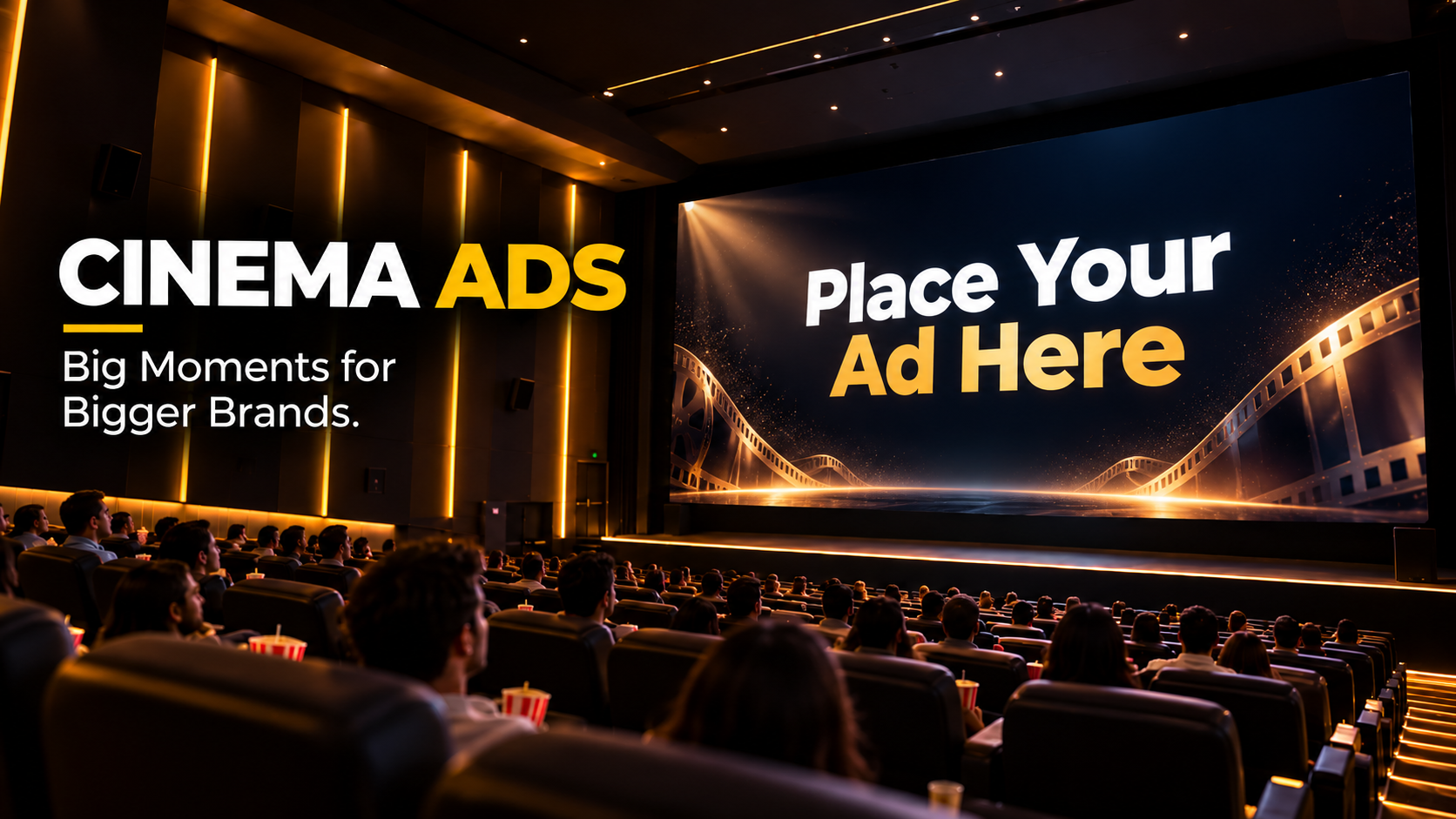 Cinema advertising mockup for an on-screen campaign